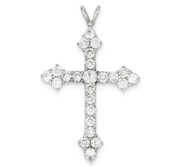 Sterling Silver Rhodium plated CZ Cross Pendant