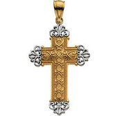 14K Two Tone Gold CROSS PENDANT