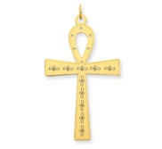 14K Laser Designed Ankh Cross Pendant