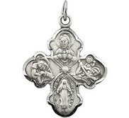 Sterling Silver 4 WAY CROSS PENDANT W  18 INCH CHAIN