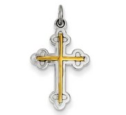 18k Gold  plated Sterling Silver Cross Charm