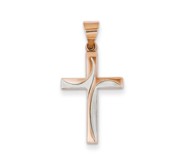 14k Rose Gold Rhodium Hollow Cross Pendant