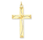 14K Laser Designed Cross Pendant