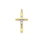 14k Two tone INRI Hollow Crucifix Pendant