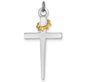 Sterling Silver Rhodium plated   18k Gold plated Cross Pendant