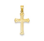 14k Fleur De Lis Cross Pendant