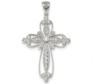 Sterling Silver CZ Filigree Cross Pendant