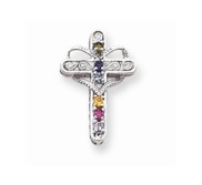 14k White Gold Genuine Mother  s Cross Pendant