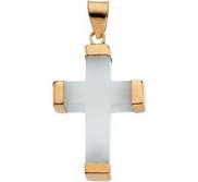 WHITE JADE SQUARE 14K YELLOW GOLD CROSS