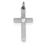 Sterling Silver Rhodium plated Heart Cross Charm