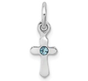 Sterling Silver RH Plated Child  s Preciosca Crystal Mar Cross Pendant