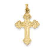 14k Budded Hollow Cross Pendant