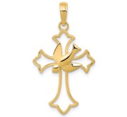 14k Dove Cross Pendant