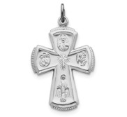 Sterling Silver Rhodium plated Satin Cross Pendant