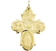 14K YELLOW GOLD 4 WAY CROSS MEDAL