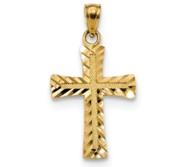 14k Diamond cut Latin Cross Pendant