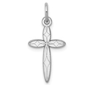 14K White Gold Laser Designed Cross Charm