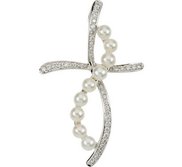 Diamond and Pearl Cross Pendant