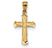 14k Diamond cut Cross Pendant