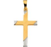 14K Two Tone Gold CROSS PENDANT