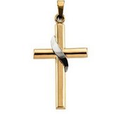 14K Two Tone Gold CROSS PENDANT