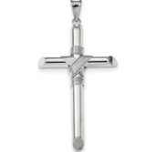 14k White Gold Polished Tube Cross Pendant