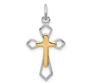 Sterling Silver Rhodium plated   Vermeil Cross Pendant