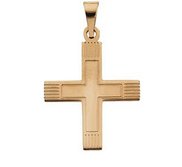 14K YELLOW GOLD GREEK CROSS PENDANT W LINES