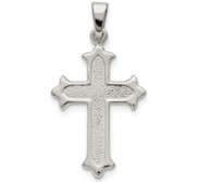 Sterling Silver Polished and Textured Cross Pendant