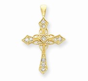 14k AAA Diamond cross pendant