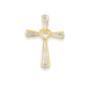 14k Rhodium Diamond Cross Pendant