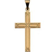 14K Yellow Gold CROSS PENDANT W DESIGN