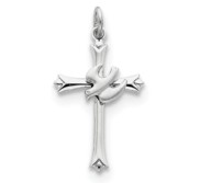 Sterling Silver Rhodium plated Holy Spirit Cross with Dove Charm