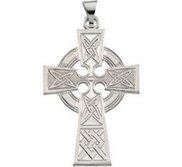 14K White Gold LARGE CELTIC CROSS PENDANT