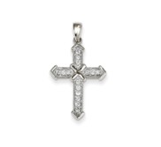 14k White Gold Passion Diamond Cross Pendant