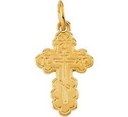 14K Yellow Gold DIE STRUCK ORTHODOX CROSS PENDANT