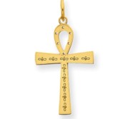 14K Laser Designed Ankh Cross Charm