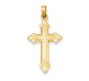 14k Fleur De Lis Cross Pendant