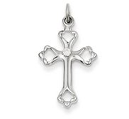 Sterling Silver Budded Cross w CZ Charm