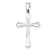 14k White Gold Polished Cross Pendant