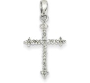 14k White Gold Diamond Cross Pendant