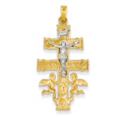 14k Two tone Cara Vaca Crucifix Pendant