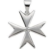 14K White Gold MALTESE CROSS PENDANT