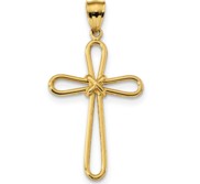 14k Polished Rounded Cross w  X  Center Pendant