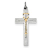 Sterling Silver Rhodium plated   Vermeil Rosary Cross Pendant