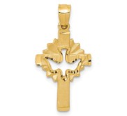 14k Dove Cross Charm