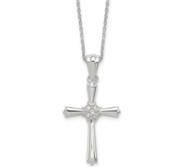 Sterling Silver Rhodium Plated CZ Celtic Cross Pendant