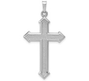 14k White Gold Polished and Textured Cross Pendant