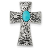 Sterling Silver Antiqued Reconstituted Turquoise Cabochon Slide