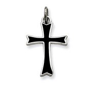 Sterling Silver Black Enameled Cross Charm